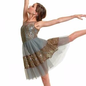 Dance Costume Large Child Purple Kelle Jazz Lyrical Contemporary 2 pc Mesh Pants